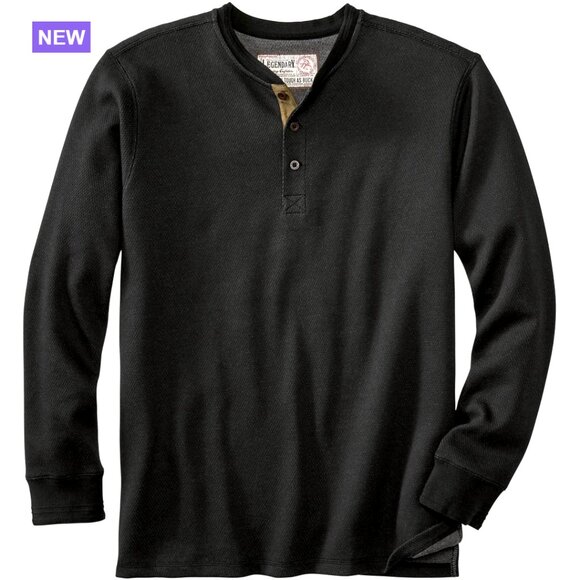 Heavyweight Double Thermal Layer Henley Shirt Long Sleeve